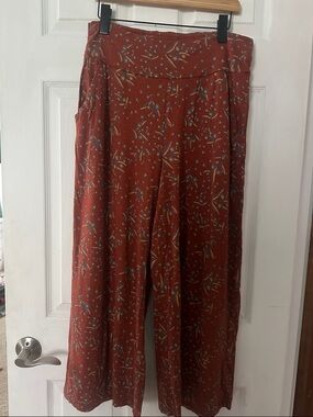Toad&Co Chaka Pants Rust Red Wide Leg Floral Pants